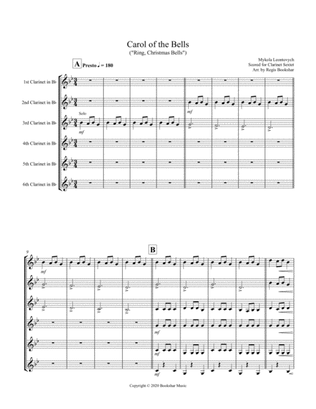Carol of the Bells (F min) (Clarinet Sextet)