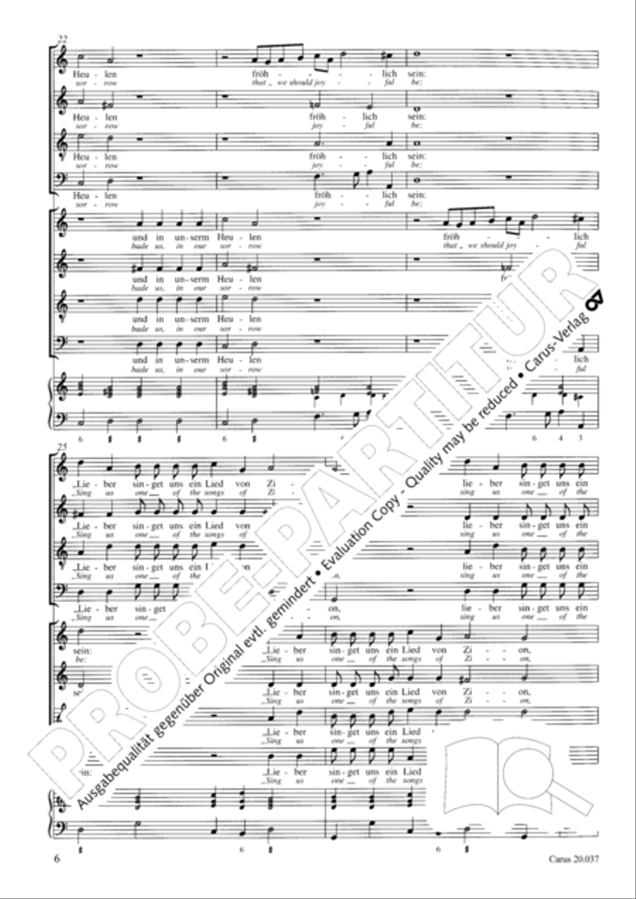 An den Wassern zu Babel sassen wir 4-Part scores gallery preview page 7