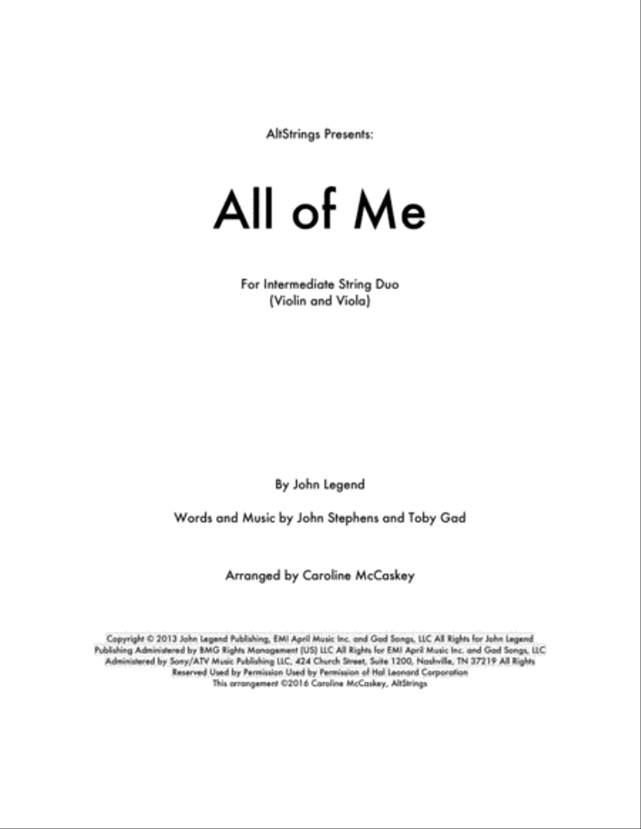 All Of Me String Duet scores gallery preview page 1