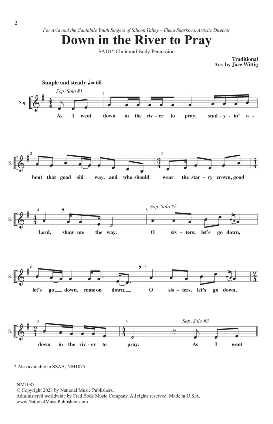 Down in the River to Pray 4-Part scores gallery preview page 1