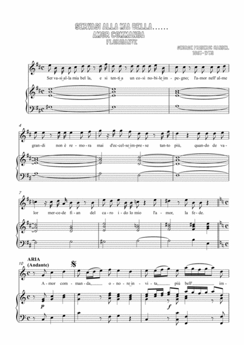 Handel-Servasi alla mia bella…Amor commanda in C Major,for Voice and Piano image number null