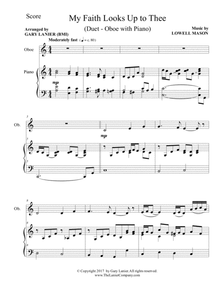 MY FAITH LOOKS UP TO THEE (Oboe & Piano with Score/Part) image number null