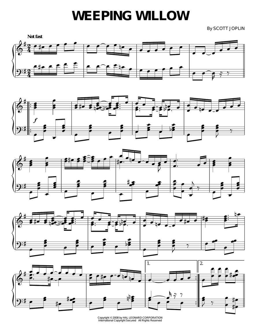 Weeping Willow Piano Solo scores gallery preview page 1