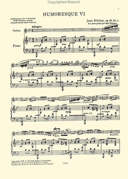 Jean Sibelius: Humoresque No.6 Op.89 no.4