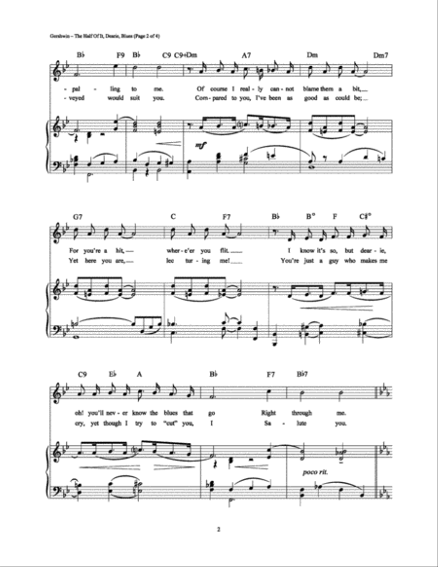 The Half Of It, Dearie, Blues Piano, Vocal, Guitar scores gallery preview page 2