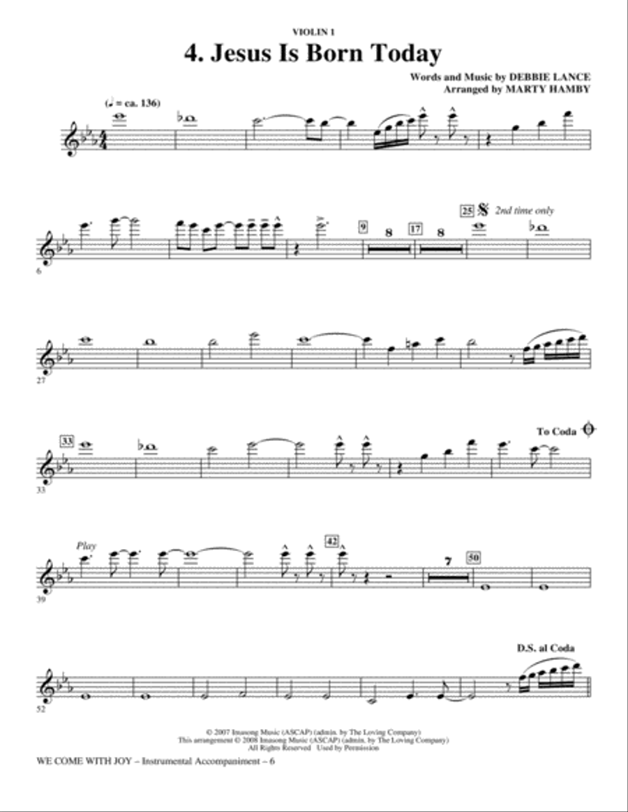 We Come With Joy Orchestration - Violin 1 Choir scores gallery preview page 6