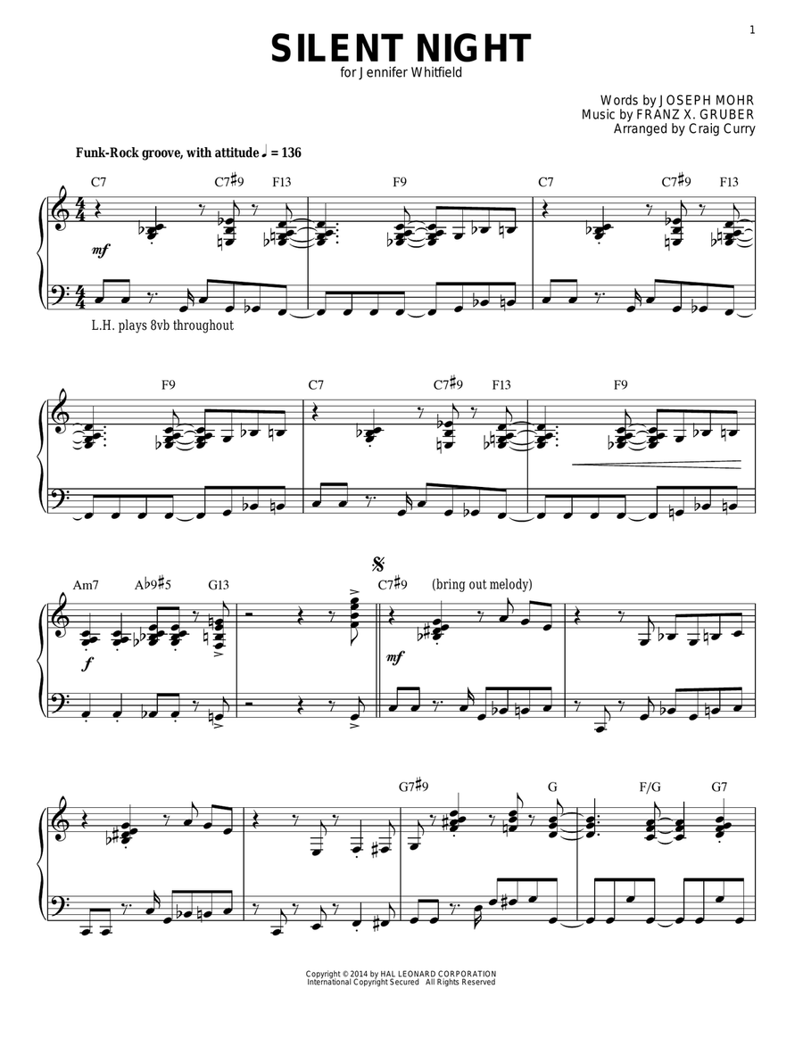 Silent Night (arr. Craig Curry) Piano Solo scores gallery preview page 1