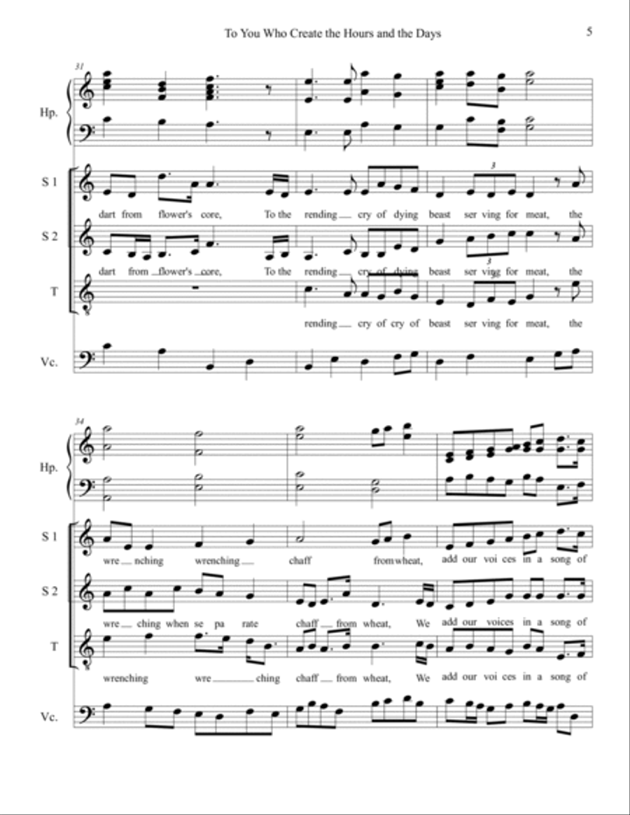 To You Who Create the Hours and the Days Small Ensemble scores gallery preview page 5