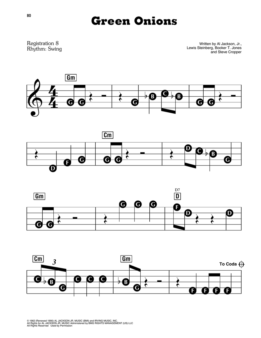 Green Onions Green Onions Electronic Keyboard scores gallery preview page 1