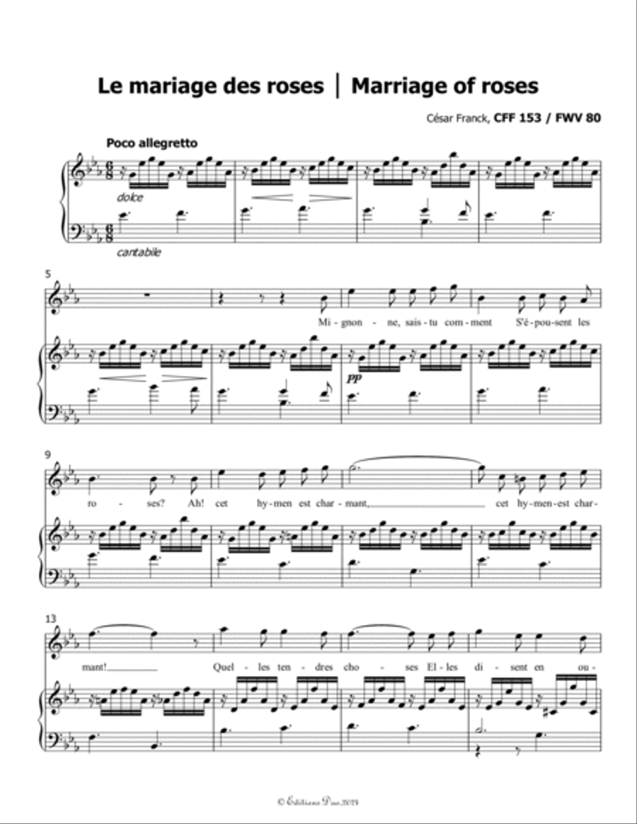 Le mariage des roses, by César Franck, in E flat Major Voice scores gallery preview page 3