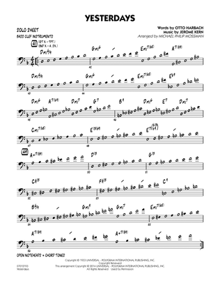 Yesterdays - Bass Clef Solo Sheet
