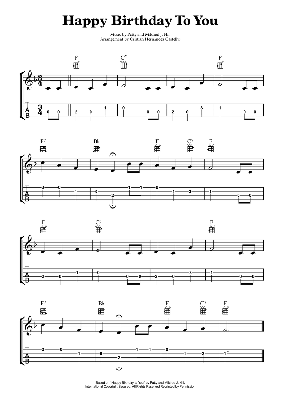 Happy Birthday to You for Ukulele easy