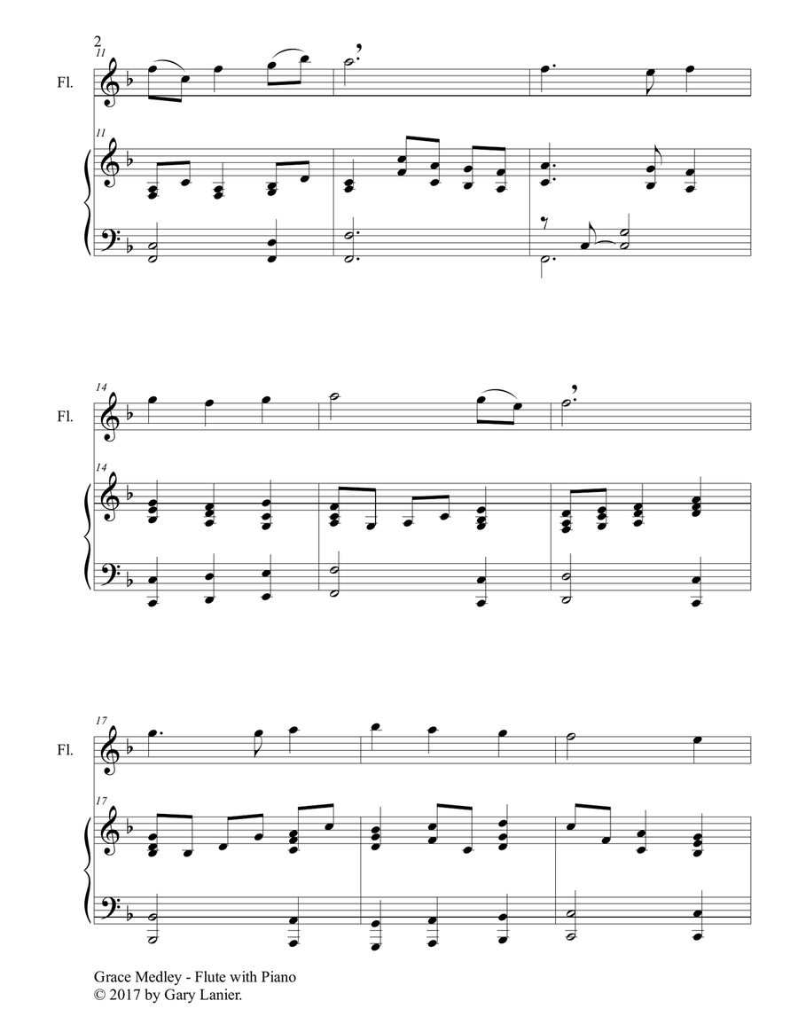 GRACE MEDLEY (for Flute with Piano - Instrument Part included) Flute Solo scores gallery preview page 3