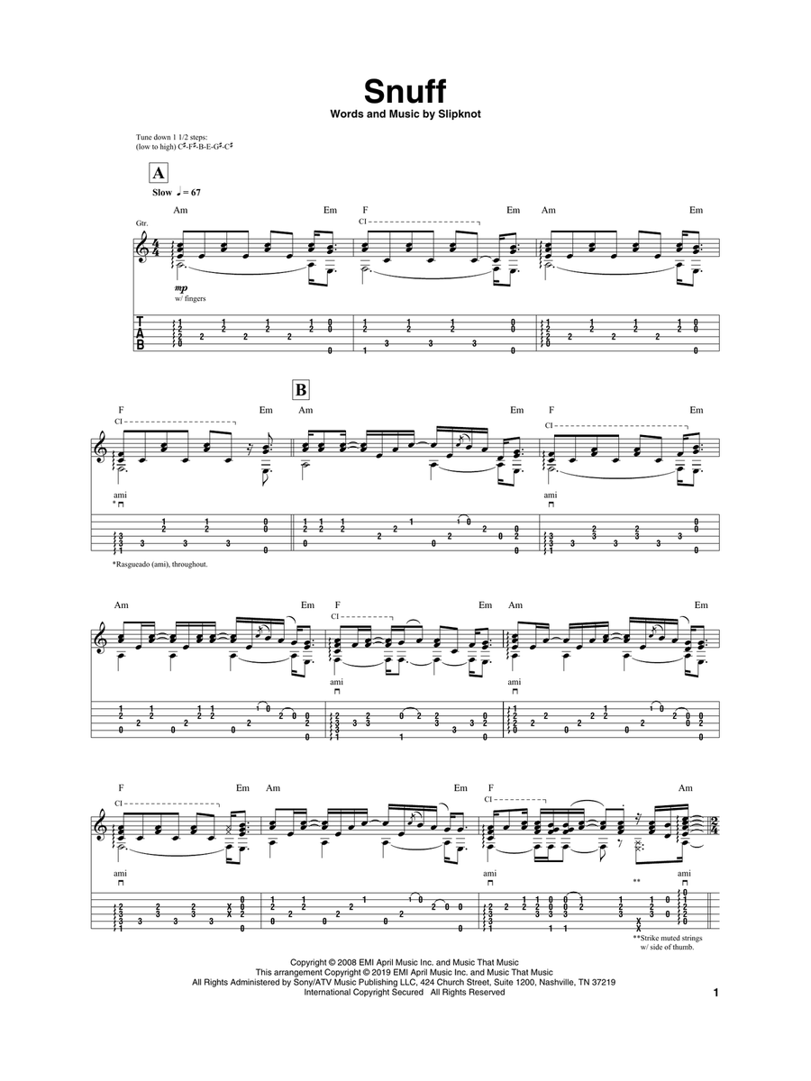 Snuff Acoustic Guitar scores gallery preview page 1