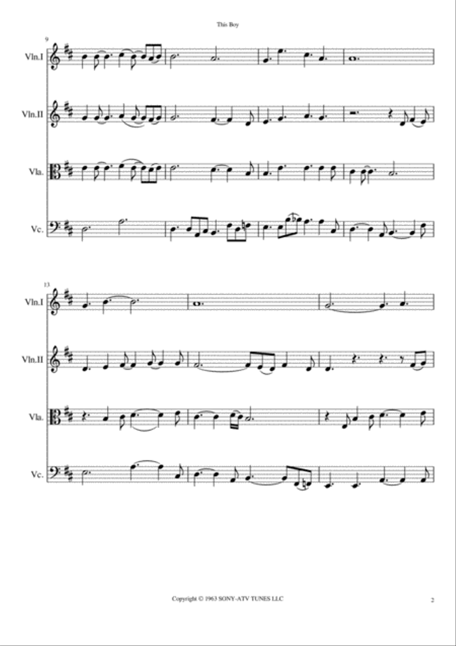 This Boy (ringo's Theme) String Quartet scores gallery preview page 3