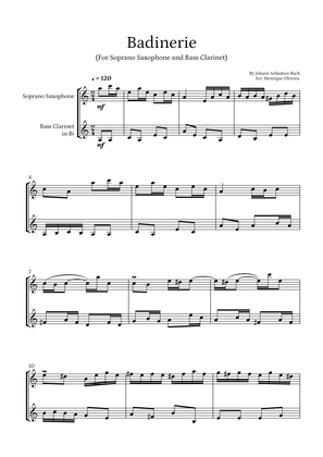Badinerie by J. S. Bach (For Soprano Saxophone and Bass Clarinet)