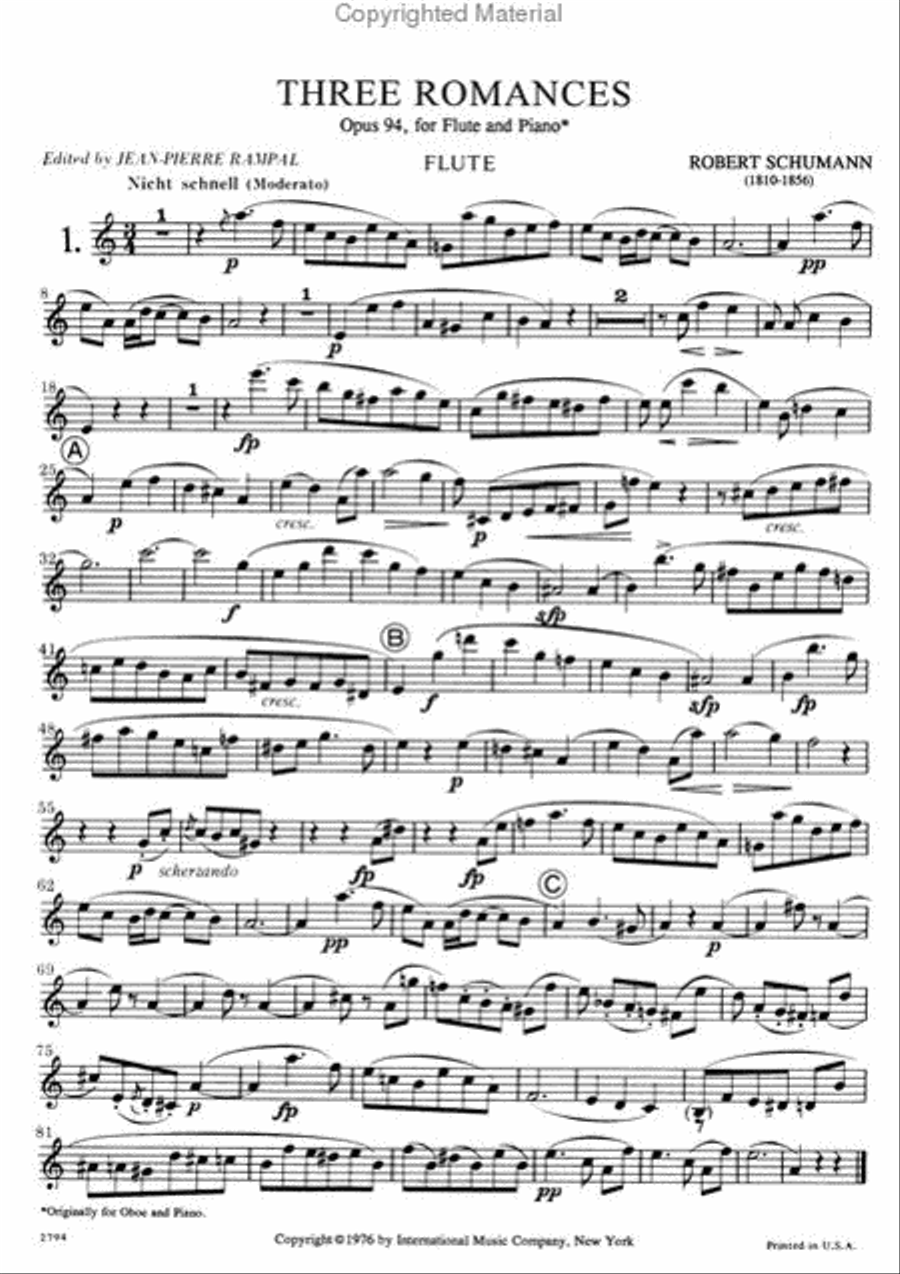 Three Romances, Op. 94 Flute Solo scores gallery preview page 2