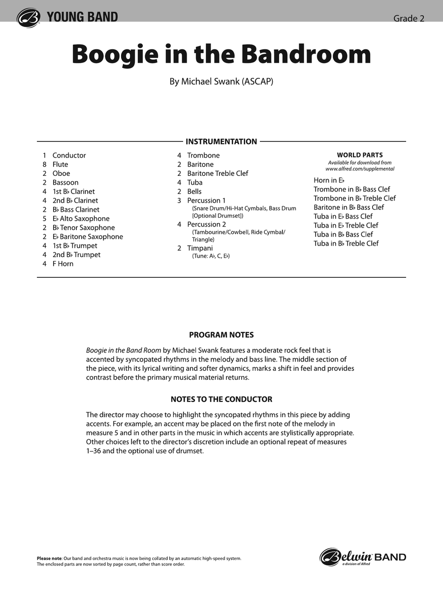 Boogie in the Bandroom: Score