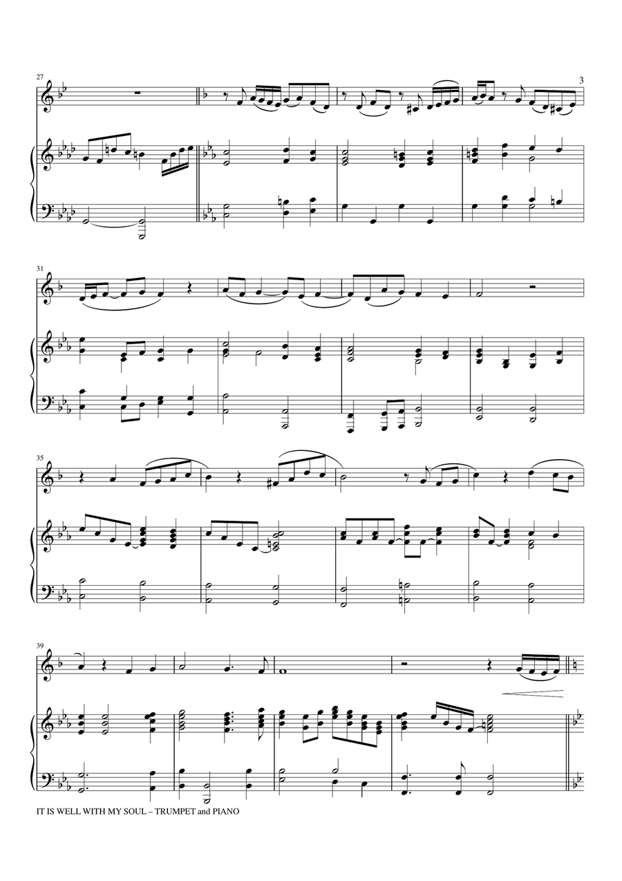 IT IS WELL WITH MY SOUL (Duet - Bb Trumpet and Piano with Trumpet Part) Trumpet Duet scores gallery preview page 3