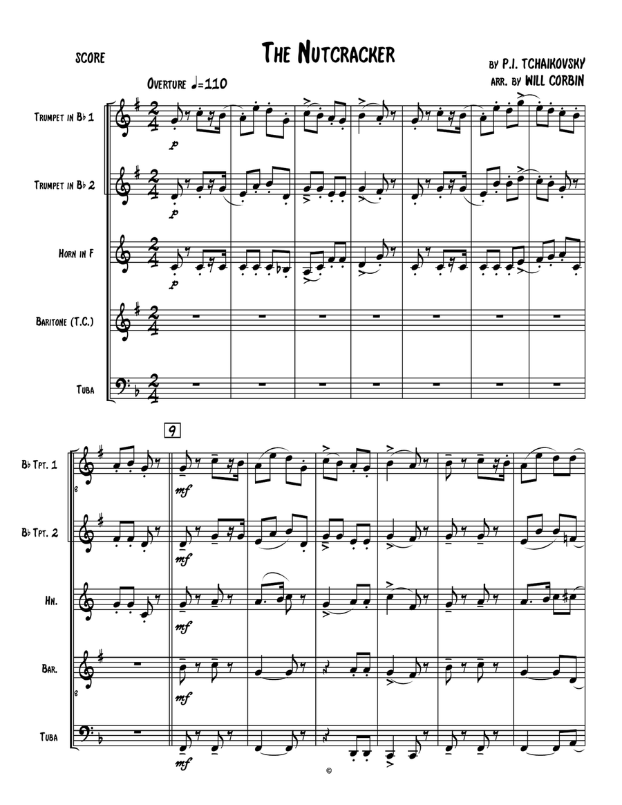 The Nutcracker Brass Quintet scores gallery preview page 1