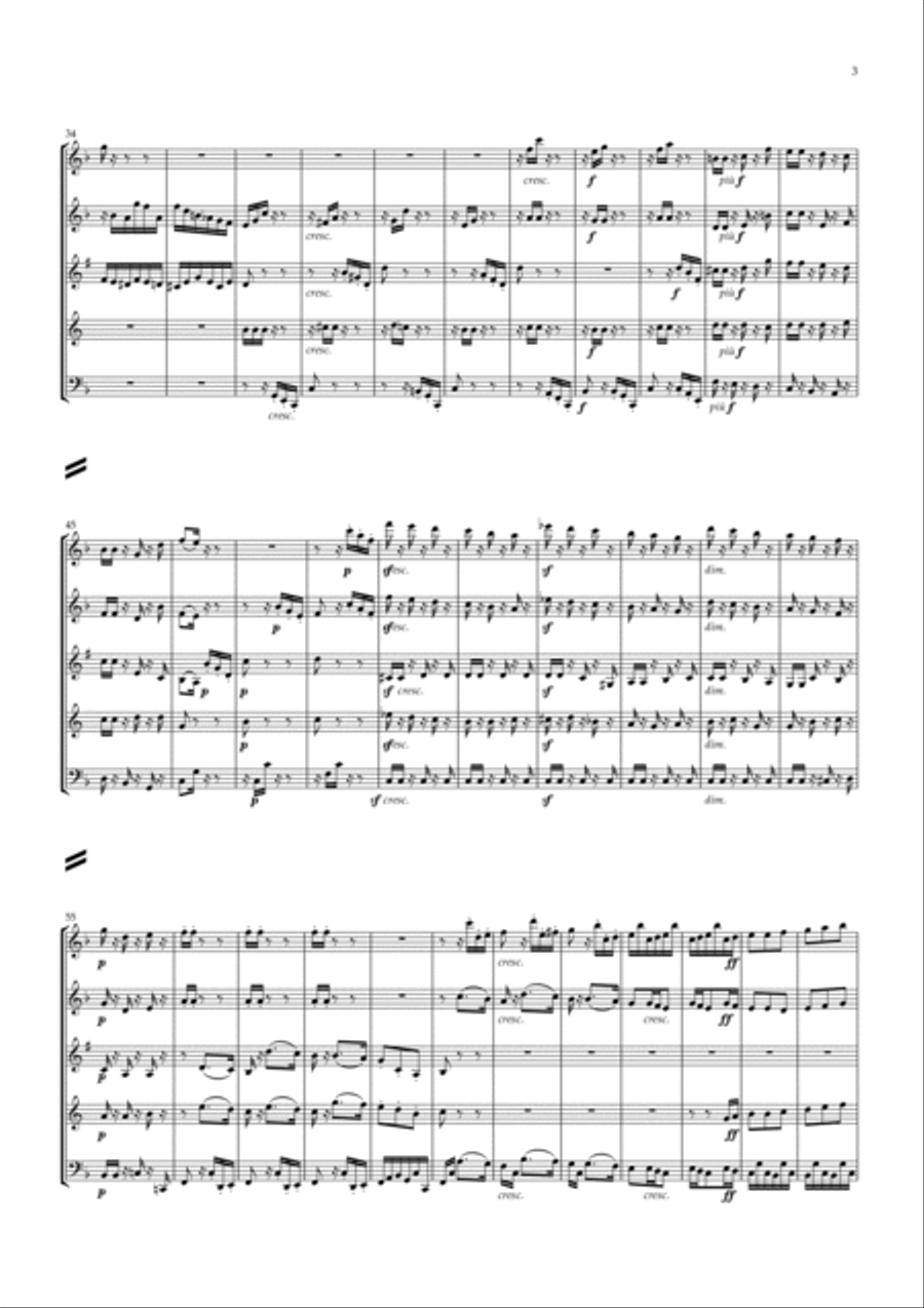 Mendelssohn: Sechs Kinderstücke (6 Christmas Pieces) Op.72 No.6 of 6 Vivace - wind quintet Woodwind Quintet scores gallery preview page 3
