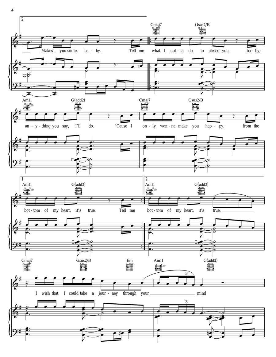I Wanna Know Piano, Vocal, Guitar scores gallery preview page 4