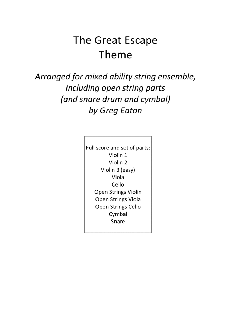 The Great Escape March The Great Escape March String Trio scores gallery preview page 1