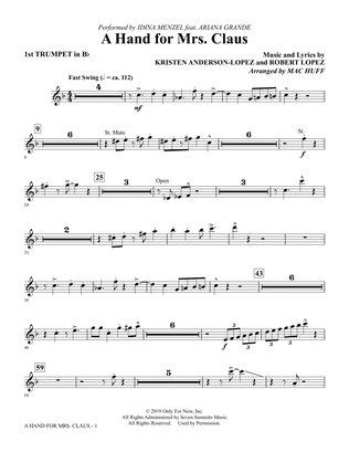 Book cover for A Hand For Mrs. Claus (arr. Mac Huff) - Trumpet 1