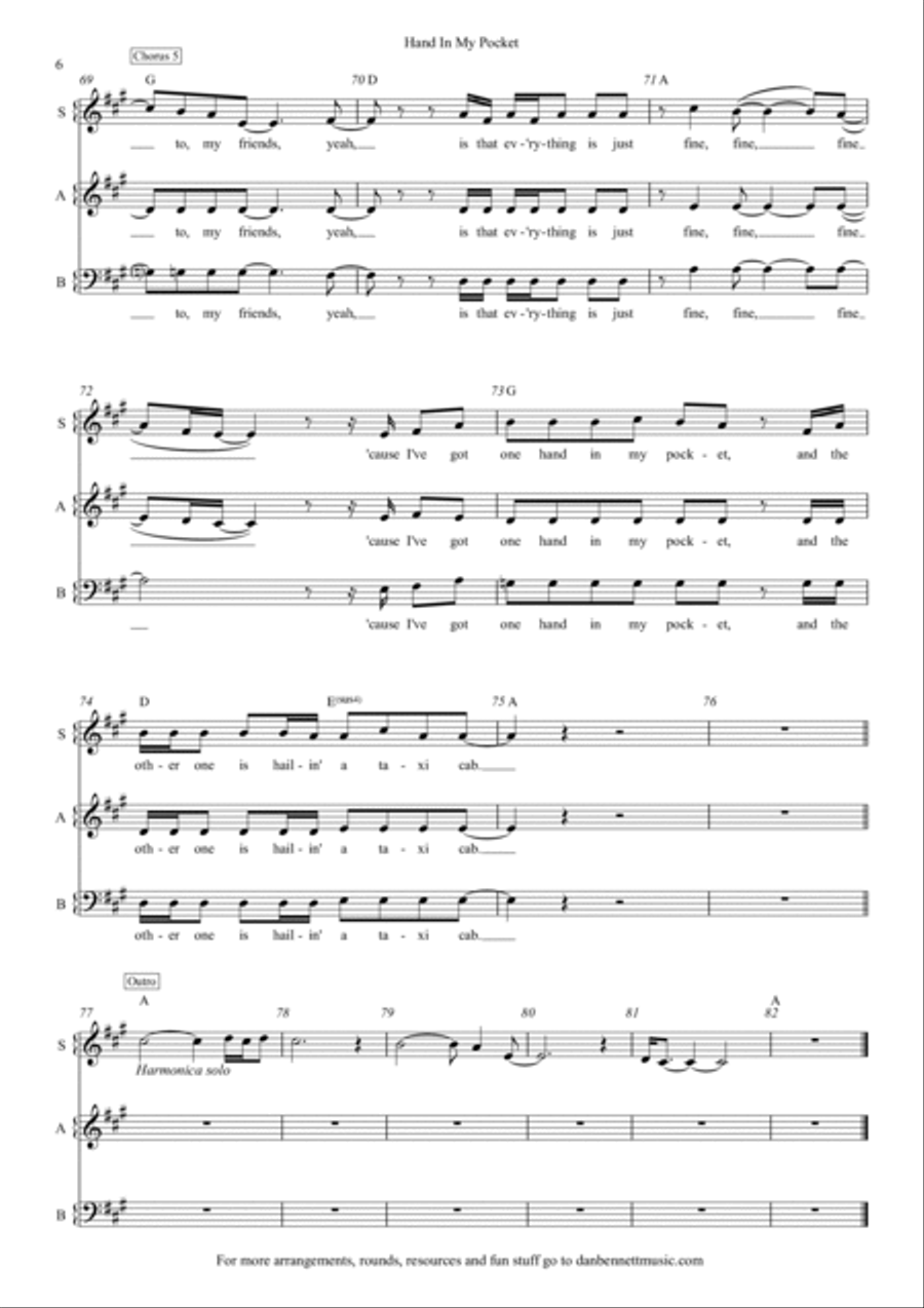 Hand In My Pocket 3-Part scores gallery preview page 6