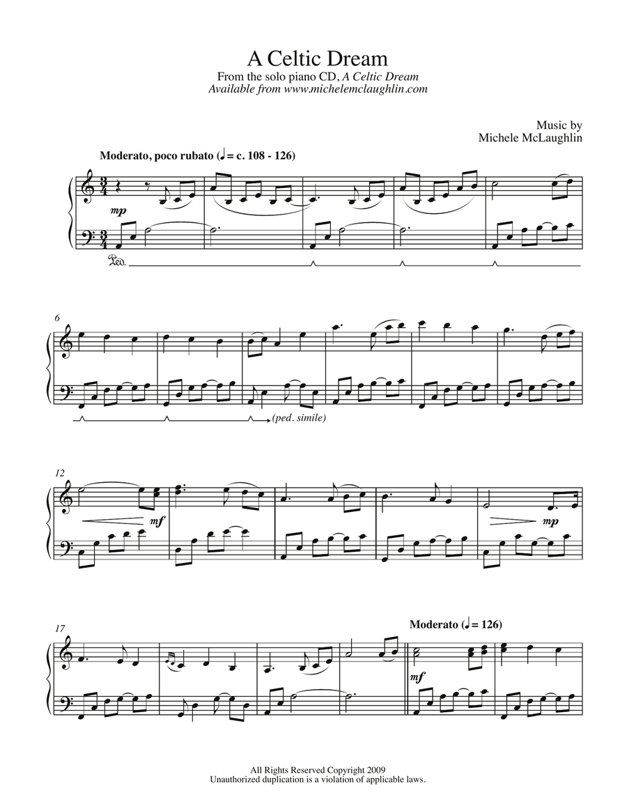 A Celtic Dream Piano Solo scores gallery preview page 1