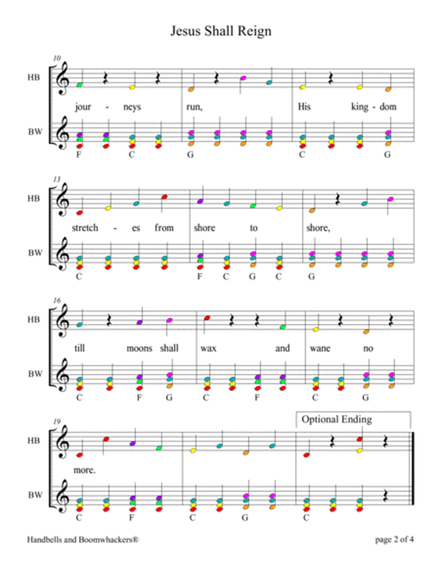 Jesus Shall Reign (for 8-note Bells and Boomwhackers® with Color Coded Notes) image number null