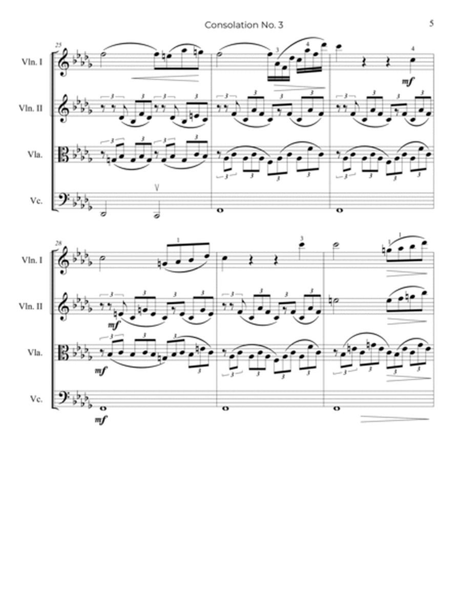 Liszt: Consolation No.3 in Db major - String Quartet image number null