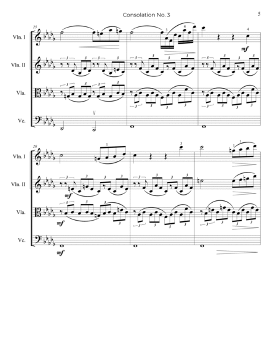 Liszt: Consolation No.3 in Db major - String Quartet String Quartet scores gallery preview page 6