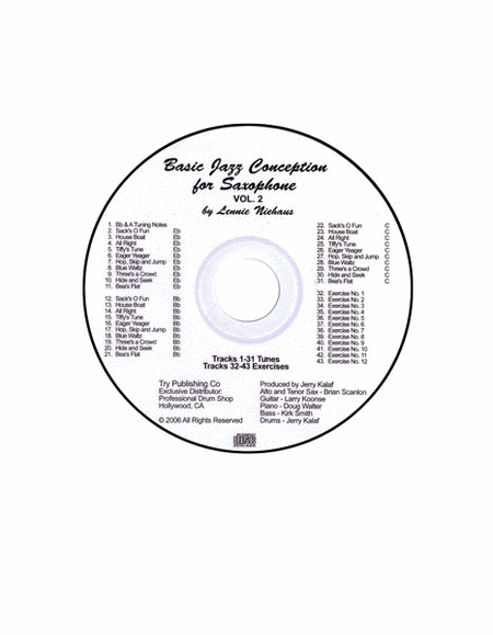 Basic Jazz Conception For Saxophone, Volume 2 - CD only
