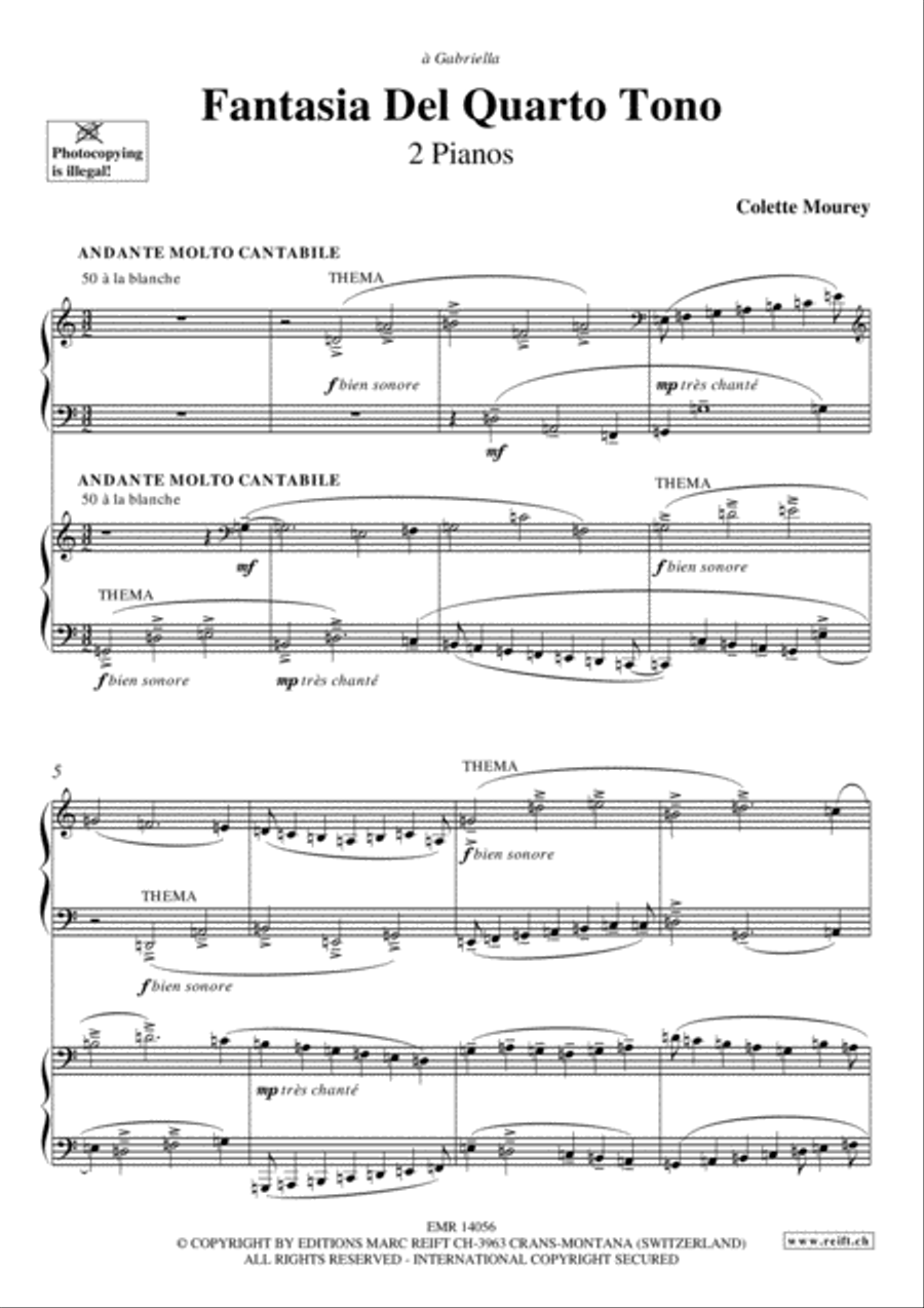 Fantasia Del Quarto Tono Fantasia Del Quarto Tono Piano Duet scores gallery preview page 3