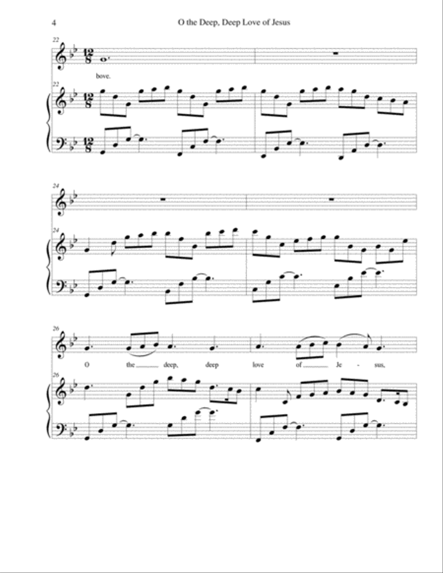 O the Deep Deep Love of Jesus (EBENEZER), Medium-High Voice, arr. Brenda Portman High Voice scores gallery preview page 4