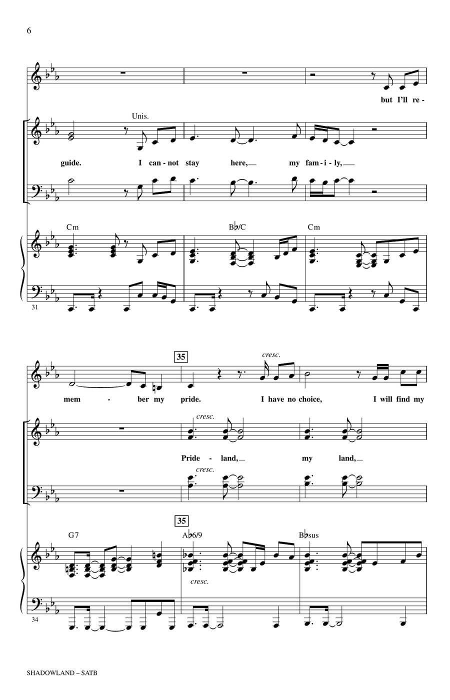 Shadowland (from The Lion King: Broadway Musical) (arr. Mac Huff) 4-Part scores gallery preview page 5