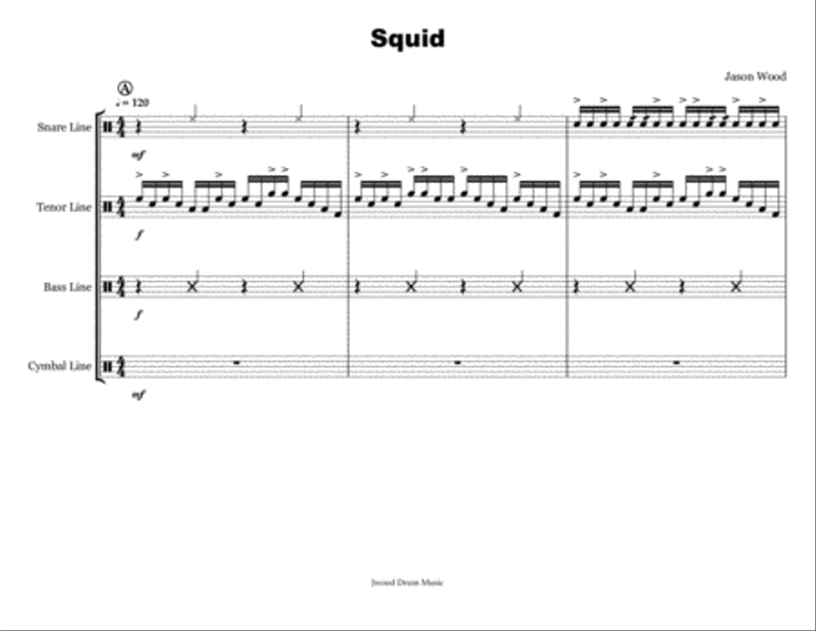 Squid (Drumline Cadence) Marching Band scores gallery preview page 1