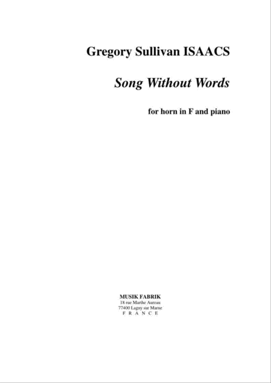 Song Without Words Horn scores gallery preview page 1