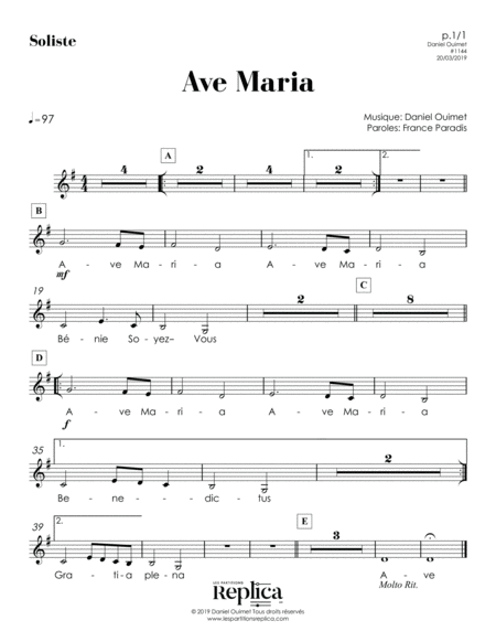 AVE MARIA - SOLISTE part