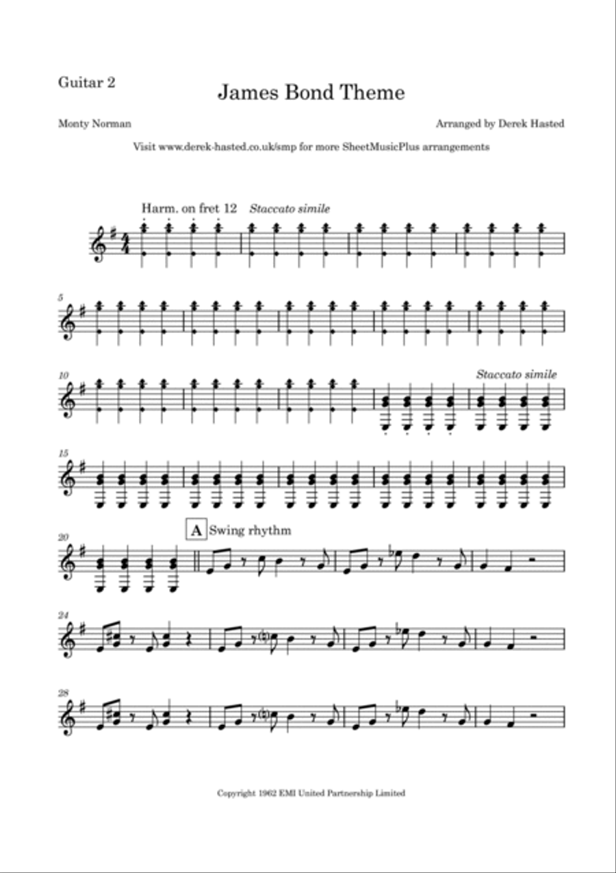 James Bond Theme Guitar Ensemble scores gallery preview page 6