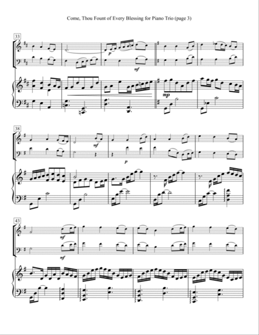 Come, Thou Fount of Every Blessing for Piano Trio Piano Trio scores gallery preview page 3