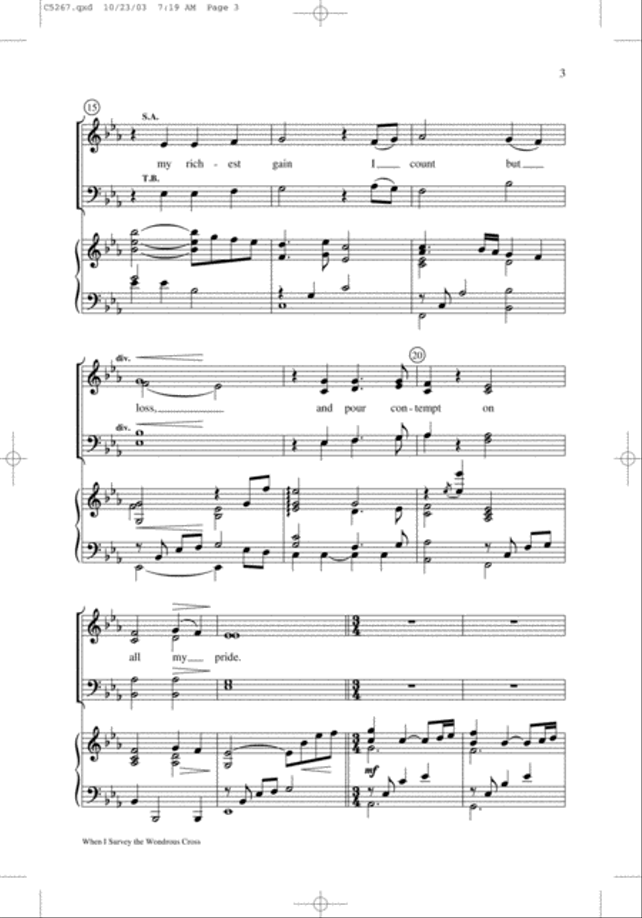 When I Survey the Wondrous Cross 4-Part scores gallery preview page 3