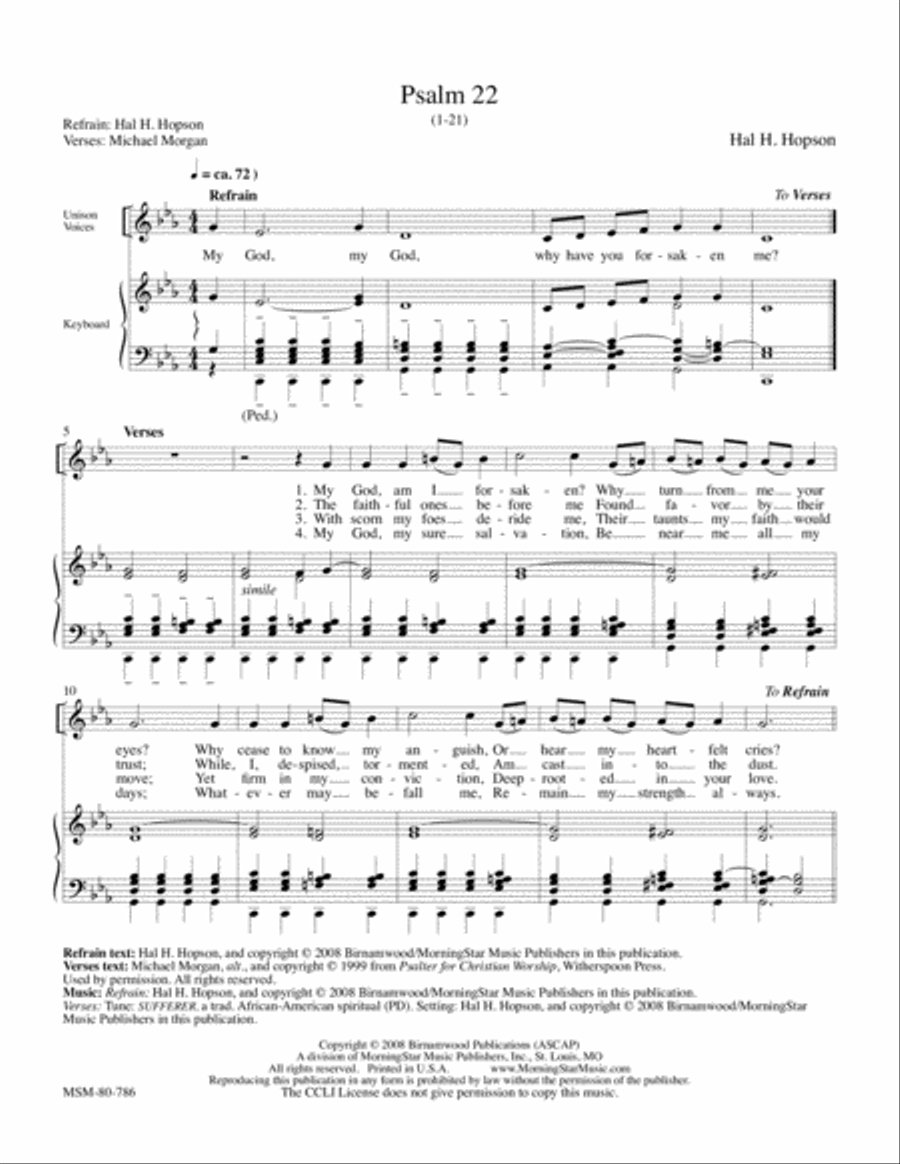 Psalm 22:1-21 Psalm 22:1-21 4-Part scores gallery preview page 1