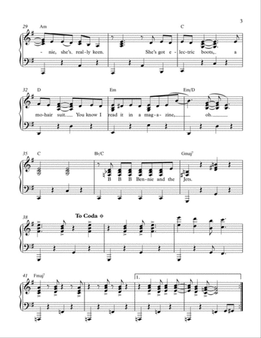 Bennie And The Jets Bennie And The Jets Voice scores gallery preview page 3