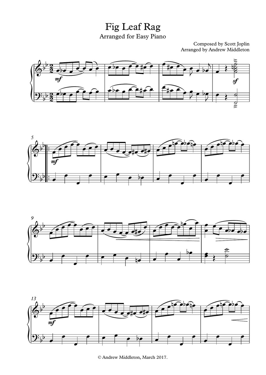 Fig Leaf Rag arranged for Easy Piano Easy Piano scores gallery preview page 1
