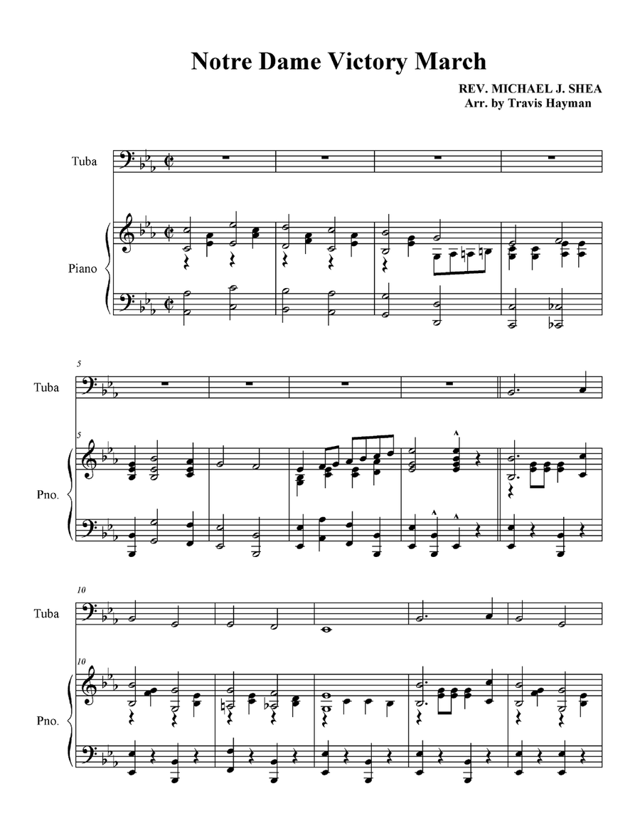 Notre Dame Victory March - Tuba Piano scores gallery preview page 3