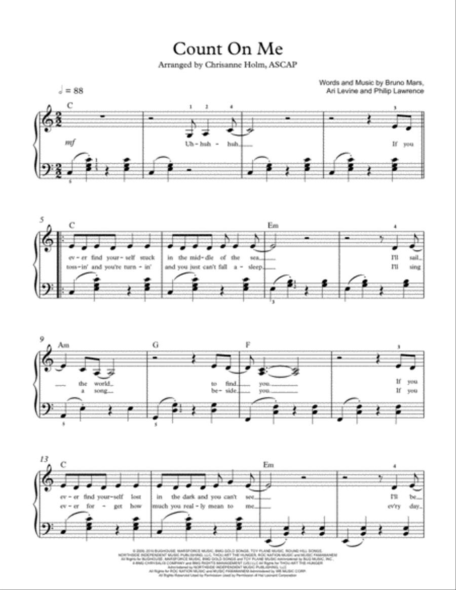 Count On Me Piano Solo scores gallery preview page 1