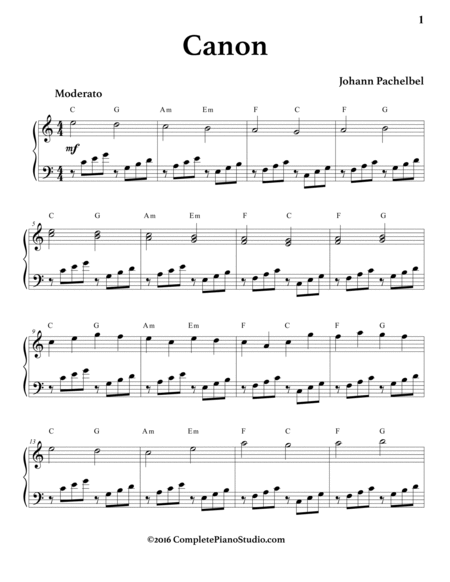 Pachelbel's Canon (Super easy solo piano arr.)