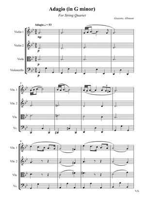 Adagio (in G minor) For String Quartet